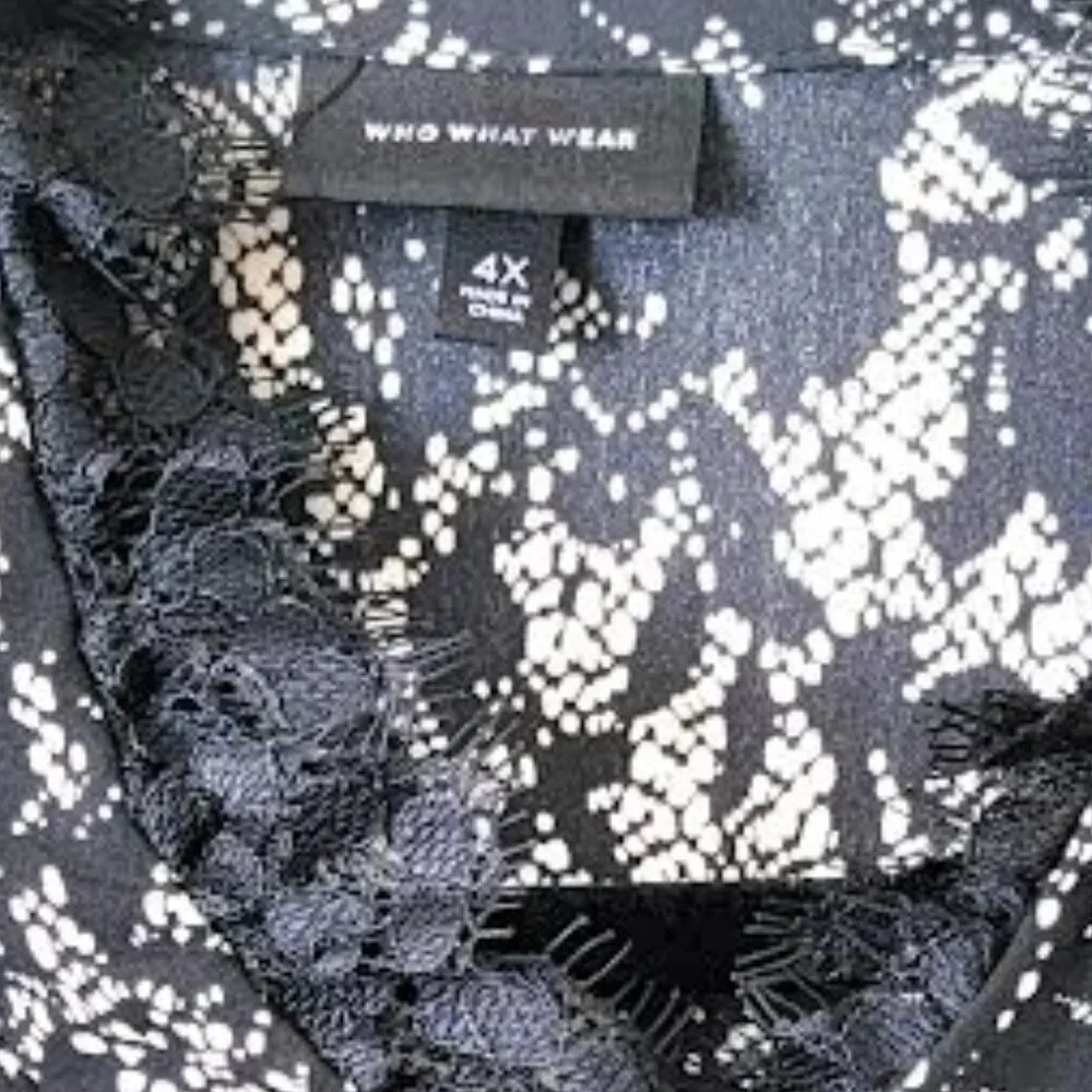 WHO WHAT WEAR Sleeveless Lace Collar Blouse | Size 4X - Picture 6 of 6